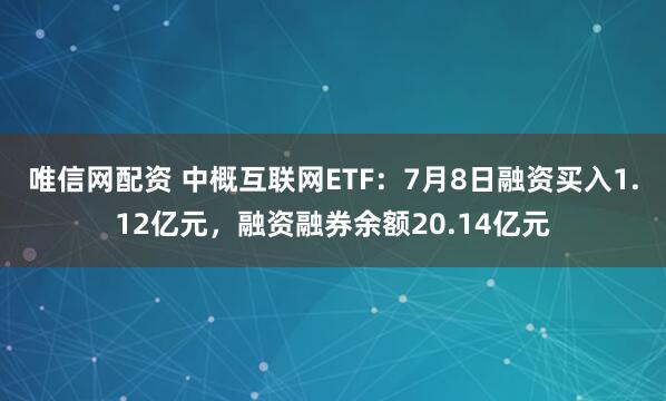 唯信网配资 中概互联网ETF：7月8日融资买入1.12亿元，融资融券余额20.14亿元
