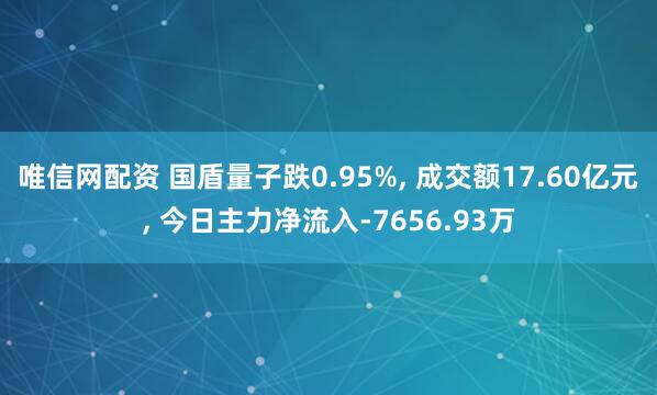 唯信网配资 国盾量子跌0.95%, 成交额17.60亿元, 今日主力净流入-7656.93万